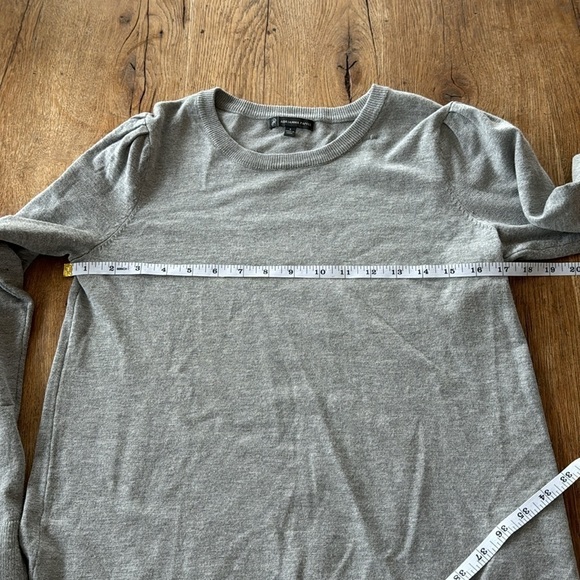 ADRIANNA PAPELL Puff Sleeve Sweater, Gray, S - Picture 6 of 7